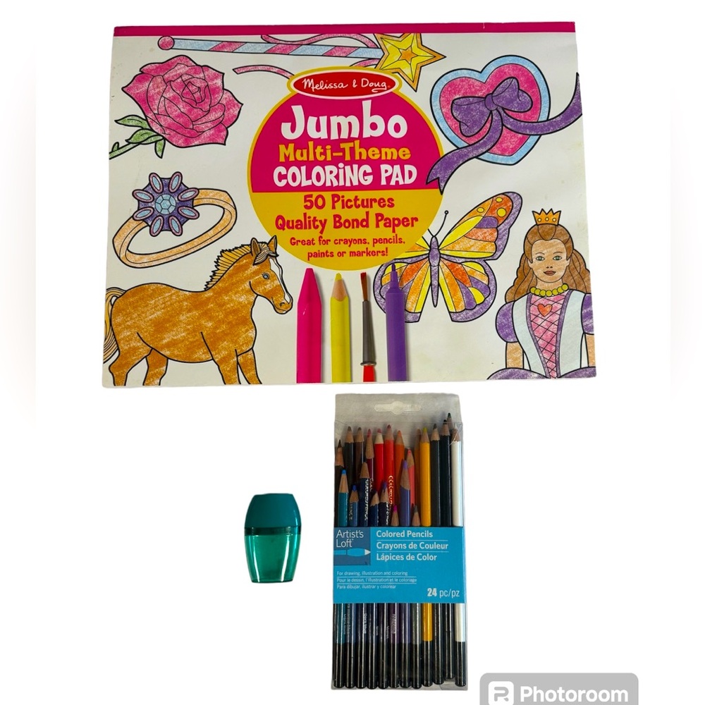 Melissa & Doug Jumbo Coloring Pad + Artist’s Loft Colored Pencils & Sharpener